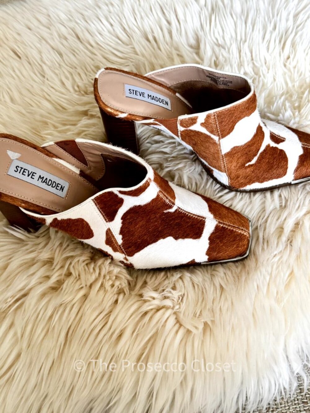 NWOT Steve Madden Cow Print Square Toe Mule (10) - Picture 3 of 7